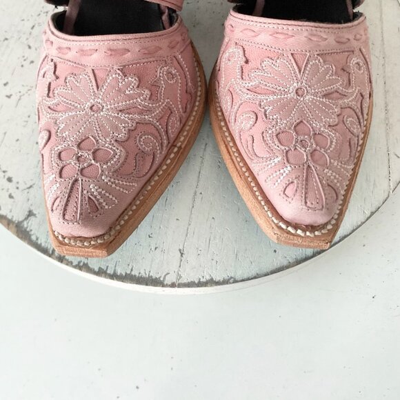 Lane Robin Mule Pink Cowboy Boots Womens 7.5 Cowgirl Western Leather Short Ankle - Picture 6 of 11